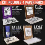 U.S. Art Supply 44-Piece Drawing & Sketching Art Set with 4 Sketch Pads (242 Paper Sheets) - Professional Artist Kit, Graphite, Charcoal, Pastel Pencils & Sticks, Erasers - Pop-Up Carry Case, Student - Image 6